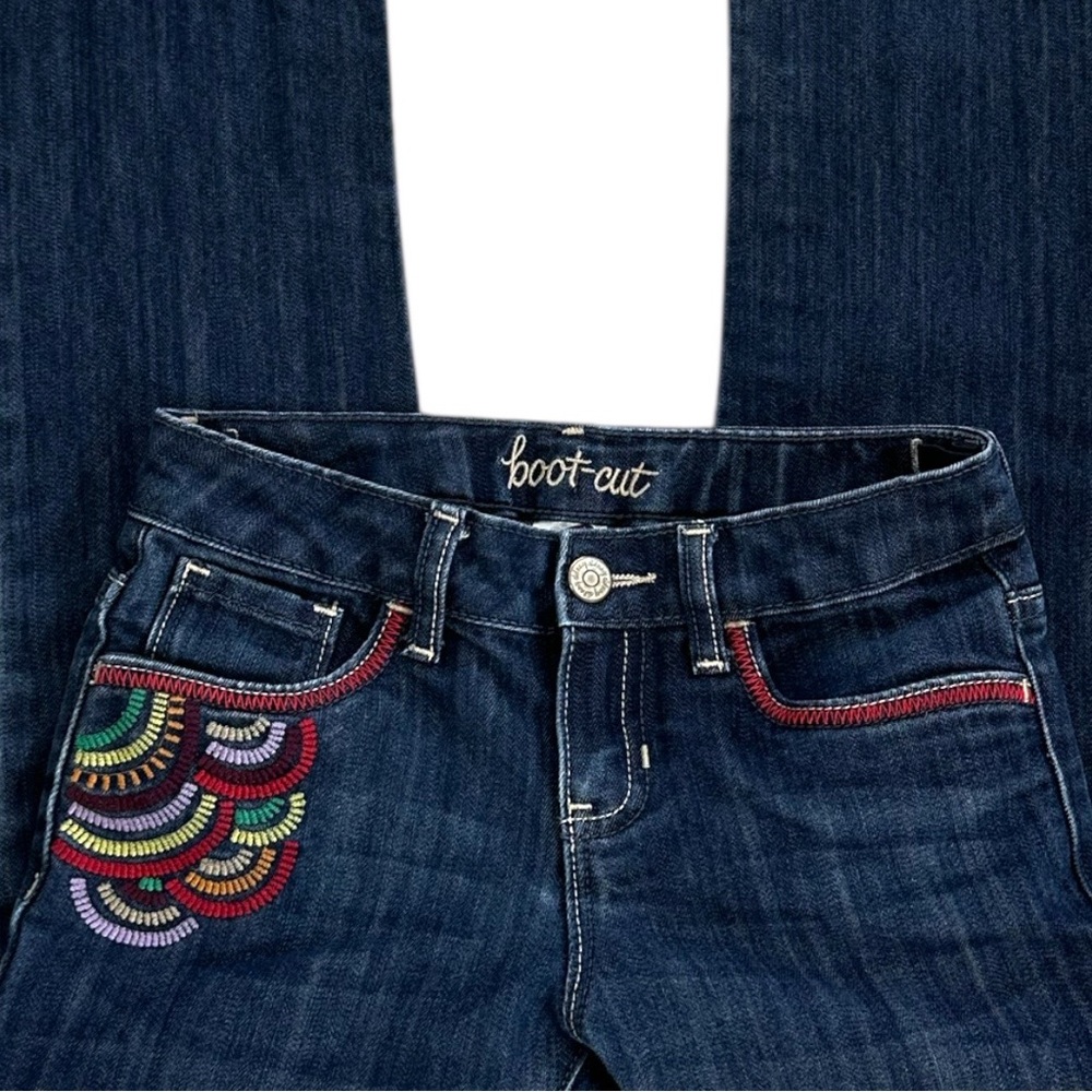 Old Navy Navy Boot-Cut Jeans with Multicolor Embroidery